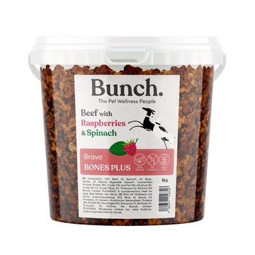 Trainingsknöchelchen Rind mit Himbeeren und Spinat - Bunch (1kg-Eimer)